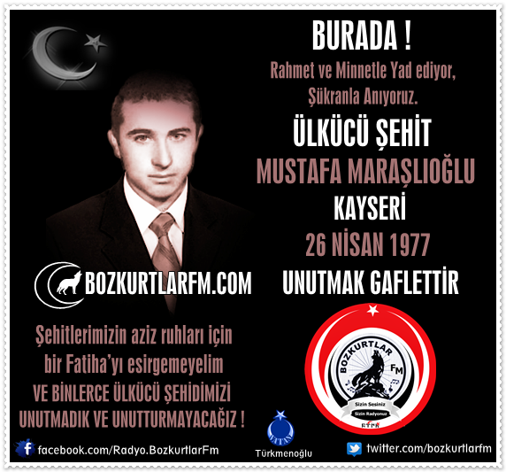 Mustafa Maraşlıoğlu – Ülkücü Şehit 26 Nisan 1977